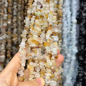 Chaîne de perles en quartz Golden Healer naturel, 5 mm - 8 mm, perles de cristal irrégulières non taillées pour la fabrication de bijoux et de bracelets - Product Image 1