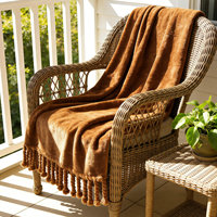 Couverture Polaire Douce et Chaude en Polyester Tricoté à Franges, Personnalisée OEM/ODM, pour Canapé, Lit et Maison
