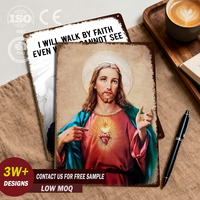 Plaque Métallique Personnalisée Jésus Vintage, Décoration Murale en Étain Colorée avec Impression UV, Plaque Métallique Rétro Brillante HD, Cadeau pour la Maison