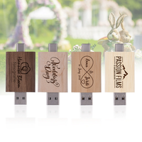 2 in 1 OTG USB Flash Drive Kayu Tipe-C USB 3.0 8GB 16GB OTG Pen Drive 32GB 64GB 128GB Dual Memory Stick untuk Smartphone