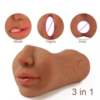 Masturbateur masculin double extrémité trois-en-un, modèle maître, pour usage oral/vaginal/anal, conception réaliste à trois canaux, 100% réaliste
