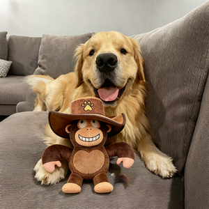 Новинка: Экологичная плюшевая игрушка для собак в форме обезьяны, интерактивная, со звуком, прочная - Product Image 1