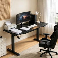 Bureau assis-debout motorisé avec tiroir de rangement, réglable en hauteur sur 2 niveaux, table de bureau professionnelle, fourni par l'usine
