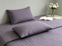 Couette en microfibre lavée violet foncé, matelassée à grille carrée de 5 cm, douce et légère