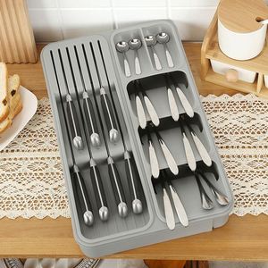 Accessoires de cuisine très demandés : Organisateur de tiroir à couverts extensible, plateau de rangement en plastique pour ustensiles - Product Image 5