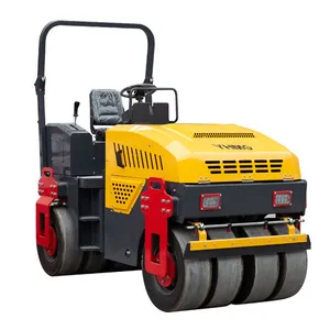 Hot selling asphalt road soil compactor small vibratory double rubber wheel construction road roller