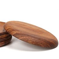Plateau rond en bois d'acacia jetable, écologique, personnalisable avec gravure de logo