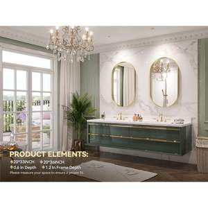 Brightify 20x36 Inch Modern <b>Gold</b> Oval Bathroom Vanity <b>Mirror</b> Metal Framed Wall <b>Mirror</b> for Bedroom - Product Image 3