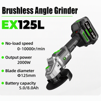 Meuleuse d'angle sans fil industrielle 21V 125mm, haute performance, couple élevé, batterie 8.0Ah, outil électrique