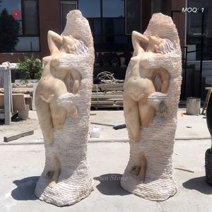 Décor à la maison personnalisé nu sexy femme nue statue en marbre trois filles sexy statue en pierre à vendre - Product Image 5