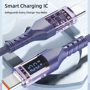 Cable de Carga Rápida Inteligente de 100W con Pantalla, Tipo C a Tipo C, Cable de Datos Trenzado de Nailon para Teléfono Móvil - Product Image 1