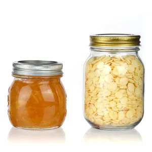 Customized 8 Oz 16 Oz 32 Oz Empty Wide Mouth Food Storage Glass Mason Jars With Airtight Lids