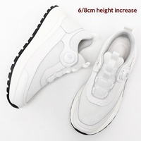 Scarpe Casual da Uomo con Rialzo di 8 cm, in Pelle Bovina Traspirante, Sneakers Bianche Sportive con Rete sulle Dita