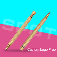 Stylos de presse hexagonaux coûteux Configuration utilitaire Stylo à bille rechargeable Stylos poncés en laiton rétro Stylo à ressort à six tranchants