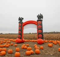 Arche gonflable d'Halloween effrayante avec statue de gargoyle et motif citrouille, arche d'entrée gonflable pour festival en plein air