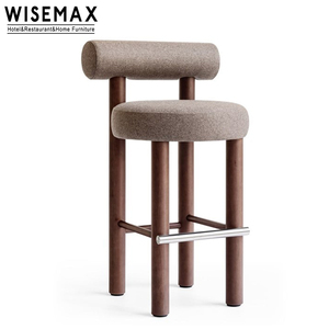 WISEMAX meubles modernes simples hôtel tabourets <span class=keywords><strong>de</strong></span> <span class=keywords><strong>bar</strong></span> en <span class=keywords><strong>bois</strong></span> massif cadre <span class=keywords><strong>et</strong></span> chaise <span class=keywords><strong>de</strong></span> <span class=keywords><strong>bar</strong></span> en tissu pour meubles <span class=keywords><strong>de</strong></span> <span class=keywords><strong>bar</strong></span> - Product Image 5
