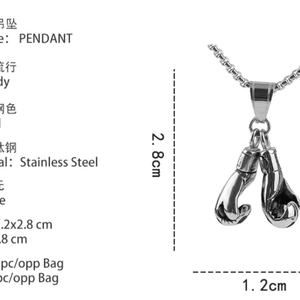 Collier Pendentif Double Gant de Boxe Personnalisé en Acier Inoxydable pour Fournisseur de Bijoux, Colliers Sportifs et de Fitness - Product Image 3