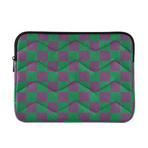 New Arrival Custom Green and Purple Checked Plain Print <b>Computer</b> Messenger Laptop <b>Accessories</b> Grid Protective Case Laptop Sleeve - Product Image 1