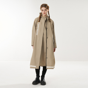 Rainfreem High Quality Waterproof <strong>Long</strong> Trench Pongee Fabric PVC Coating Fashion <strong>Raincoat</strong> Poncho Camping - Product Image 2