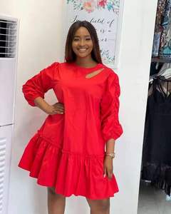 Abito Casual Estivo Autunnale 2026 da Donna con Cerniera, Colore Solido, Maniche Lunghe, Volant e Pieghe, Stile Camicia/T-shirt - Product Image 2