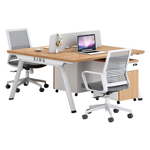 Modern Minimalist çift kişilik ofis masası ve sandalye seti personel iş istasyonu ile akıllı anahtar-Lock yan kabin & Baffle - Product Image 1