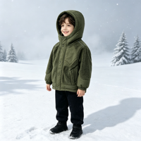 Ensemble de vêtements unisexe pour tout-petits, manteau d'hiver en polaire Sherpa épais avec capuche, idéal pour les activités de plein air et les jeux