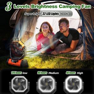 Ventilador de Mesa Recargable Portátil para Camping de 20000mAh en Tendencia 2026, Modelo F6 con 4 Velocidades y Luz, Ventilador Solar Recargable - Product Image 5