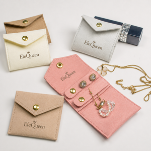 Estuche enrollable de microfibra de lujo para joyas con botón dorado, bolsa de almacenamiento portátil para collar, anillo y pendientes - Product Image 1