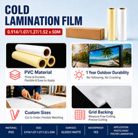 Rollo de Película de Laminación en Frío de Alta Calidad, Base Amarilla, 100G, 50M de Longitud, Película de PVC Brillante/Mate Anti-Decoloración para Impresión de Pósteres