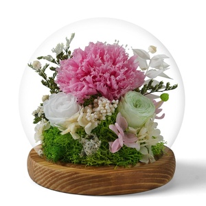 Eternal Rose Morthers Day Inmortal Blue Hydrangea Peony Everlasting Preserved Flower Clavel Forever Roses en Glass Dome Led - Product Image 1
