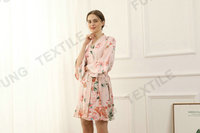 Robe élégante à fleurs à manches courtes et longueur genou pour femmes grandes tailles FUNG 6012