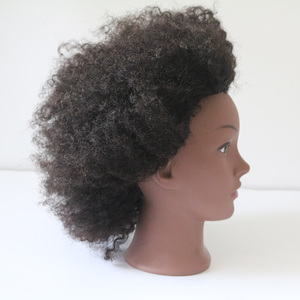 Tête de mannequin en cheveux humains 100% afro de 8 pouces pour la pratique du tressage, poupée mannequin afro-américaine pour la coiffure - Product Image 4