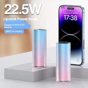 Mini batería externa con forma de lápiz labial de 5000 mAh, cargador portátil con color degradado y carga rápida PD de 22.5W para comercio transfronterizo - Product Image 5