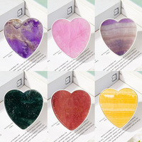 Lampe en pierre en forme de lune avec cristaux de guérison, pierre précieuse de chakra de poche pour la décoration de la maison et du bureau, artisanat DIY, vente en gros