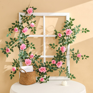Guirlande de roses artificielles en soie pour la décoration de la maison et des hôtels, décoration murale végétale écologique - Product Image 2