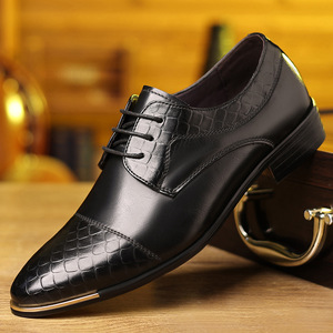 Chaussures habillées Oxford pour hommes, bout pointu, dessus en cuir, semelle extérieure en caoutchouc antidérapante, mariage, formelles, toutes saisons - Product Image 2