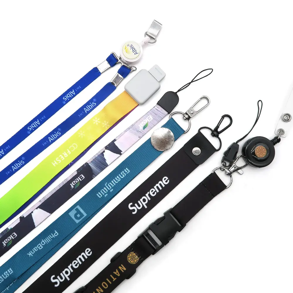 Cheap Custom Design Polyester Safety Sublimation Printing Logo Neck Key Chain Nylon Lanyard Card Holder With Hook Lanyards