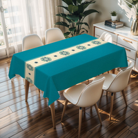 Nappe de table rectangulaire en vinyle imprimé PVC motif bleu foncé RNPT pour table de design italien