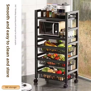 מודרני רב-שכבתית PC אחסון מיקרוגל מתלה פחמן פלדה מטבח מתלה מים-פריקה תכונה רב תכליתית ירקות - Product Image 2