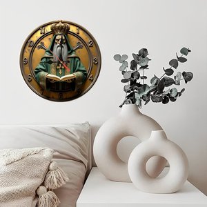 Round Wooden Wall <b>Clock</b> 25x25Cm Luxury Natural Wood Quiet Non Ticking Home Villa Living Room Decor <b>Clock</b> - Product Image 2
