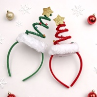 Niedliches Weihnachtsbaum-förmiges Polyester-Haarband mit Roten & Grünen LED-Lichtern für Kinder & Erwachsene Partydekoration