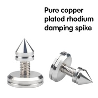 RASANTEK Pieds d'isolation pour enceintes haut de gamme en acier inoxydable 304 chromé argenté, base conique pour enceintes, audio HIFI