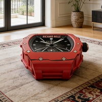 Table basse de luxe en fibre de verre en forme de montre, rouge, pour salon, mobilier design moderne, table d'art