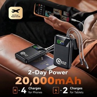 Batterie externe ultra-mince à chargement rapide avec logo personnalisé, 45W PD 20000mAh, câbles intégrés, affichage numérique de la puissance, portable pour ordinateur portable