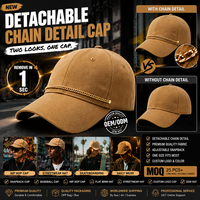 Gorra de Béisbol Snapback Personalizada con Bordado 3D de Letras en Relieve, Estilo Hip Hop, Visera Plana y Cadena Decorativa, OEM, MOQ Bajo
