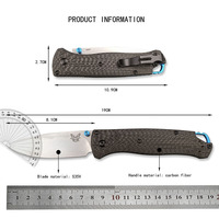 Couteau de poche pliable multifonctionnel EDC BM Butterfly 535 avec manche en fibre de carbone pour la survie en plein air