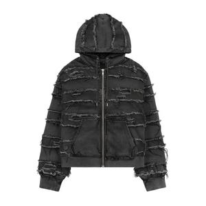 Vente en gros de sweats à capuche de luxe de haute qualité, fabriqués sur mesure, avec fermeture éclair, effet délavé vintage - Product Image 6