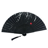 Kipas lipat sinar UV bambu 13 inci 33cm kustom kipas Rave Festival kipas grafis besar