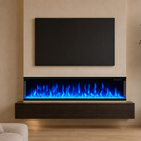 Cheminée électrique décorative réaliste à LED, effet flamme, 3 faces, pour intérieur