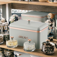 Ensemble de boîtes de rangement pour cuisine moderne style ferme, boîte à pain en métal avec couvercle, organisateur de rangement, boîte à café, thé, sucre pour la maison et la cuisine